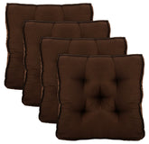 Kuber Industries Microfiber Square Chair Pad Seat Cushion for Car Pad, Office Chair, Indoor/Outdoor, Dining Living Room, Kitchen-Pack of 4, 18 * 18 Inch (Brown)